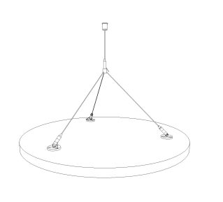 Wssoounddots Seilabhaenger Varianten 1auf3 Hvst Verdeckt Montage Detailansicht WS® Sound Dots Drahtseilabhänger 1auf3 höhenverstellbar